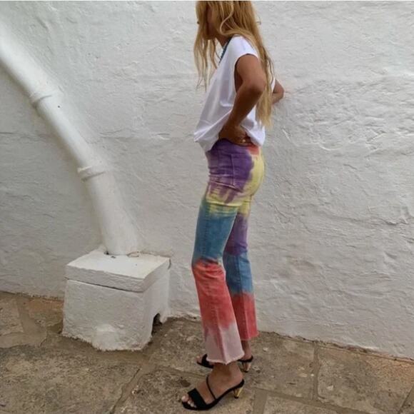 MOTHER | The Hustler Ankle Fray Mystical AF Tie Dye Straight Leg Jeans 24 - Picture 1 of 14